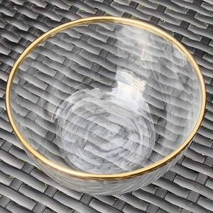 Clear Glass Bowl With Gold Rim
